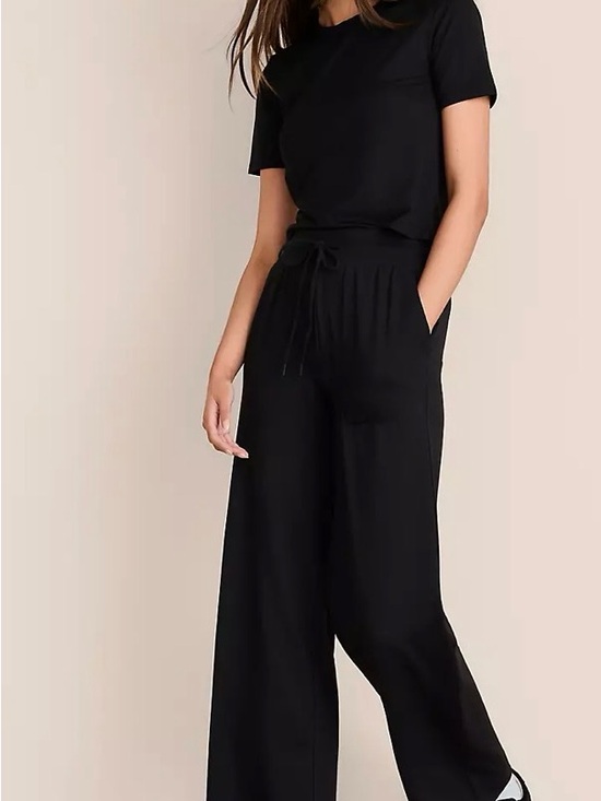 Lou & Grey Pants - Lou & Grey Brushedsoft Slim Wide-Leg Drawstring Pants - Black